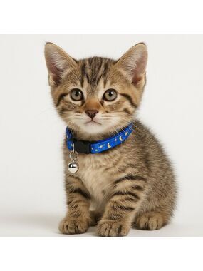 1- Cat Collar Stars and Moon,  Reflective with Bell, Solid & Safe , Nylon, Pet